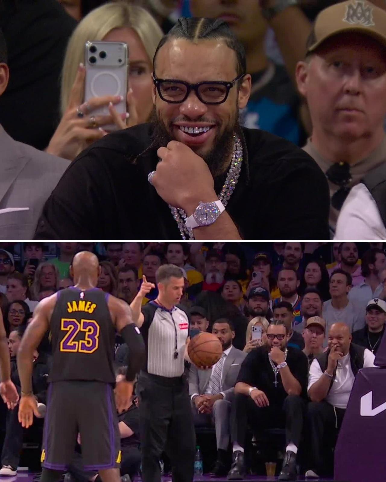 NBA场边花絮：恶汉狄龙场边观战湖人0:4遭雷霆横扫，詹姆斯黑粉露出迷之微笑。