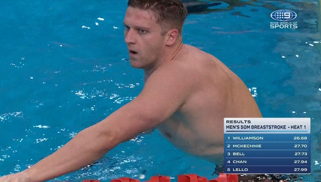 澳大利亚游泳选拔赛 男50蛙预赛Sam Williamson 26.68 