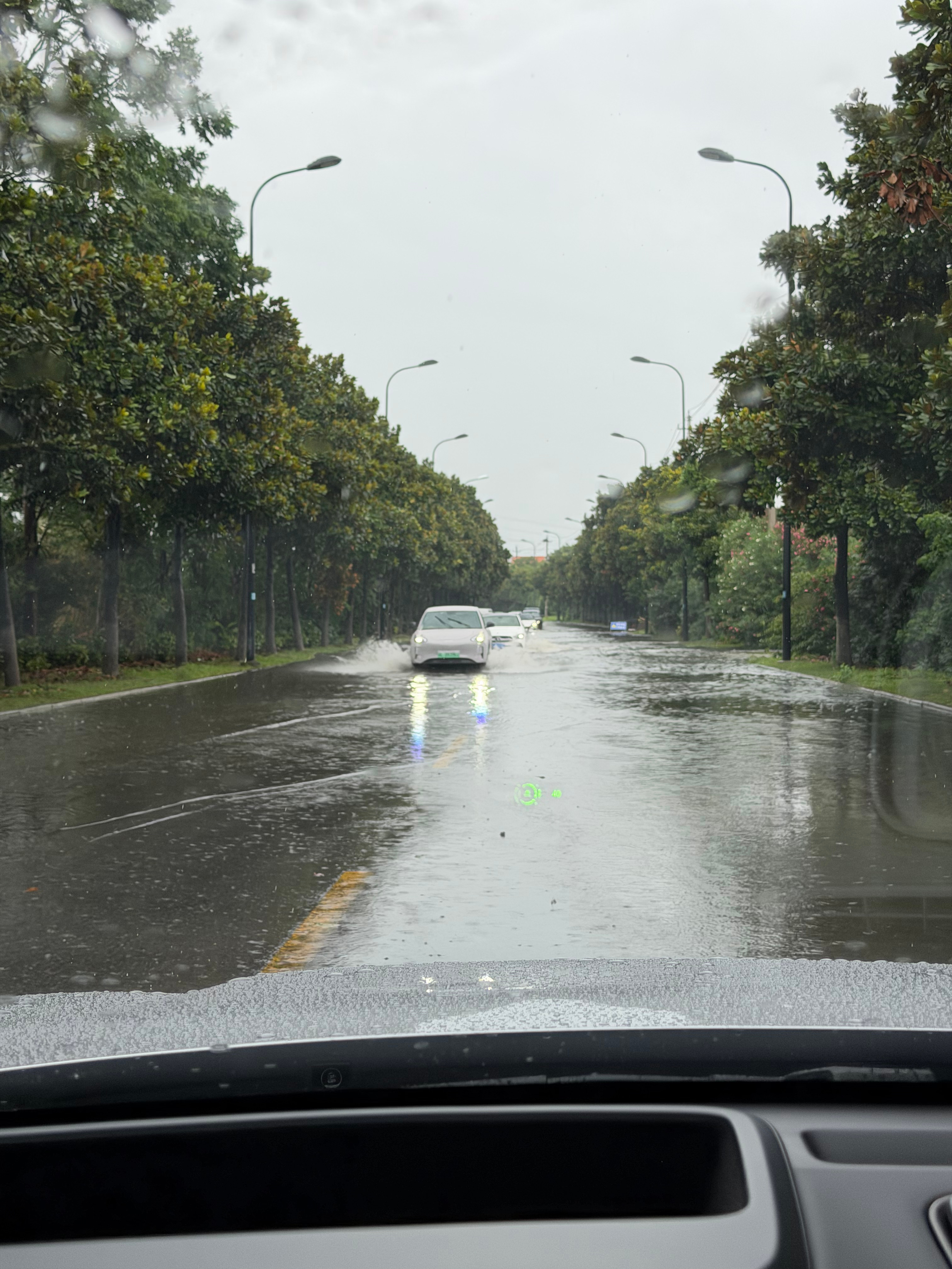 我印象里都没见过这么大的雨，路上全淹了，刚刚出去买矿泉水备用，很多车抛锚在路边身
