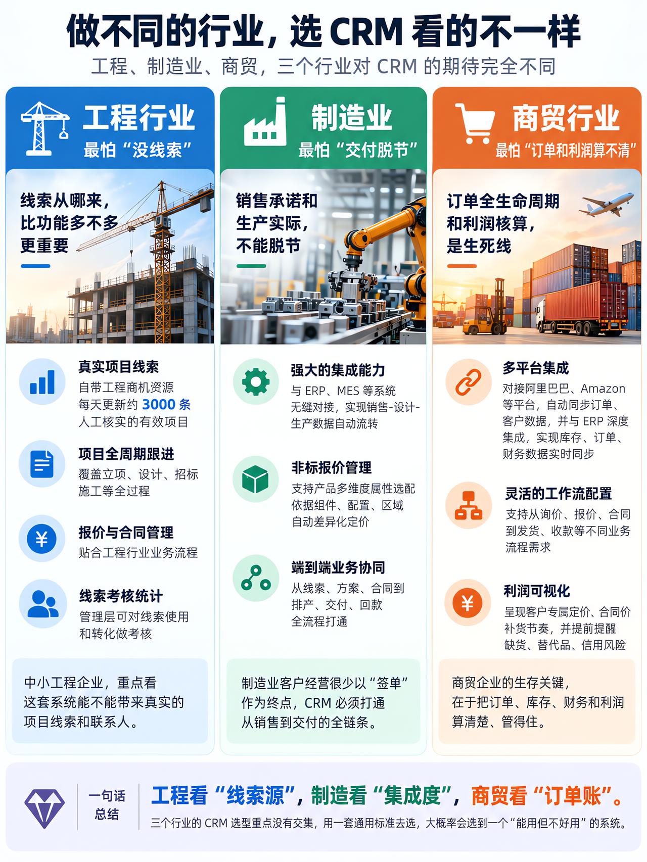 不同行业，选的CRM也不一样的CRM