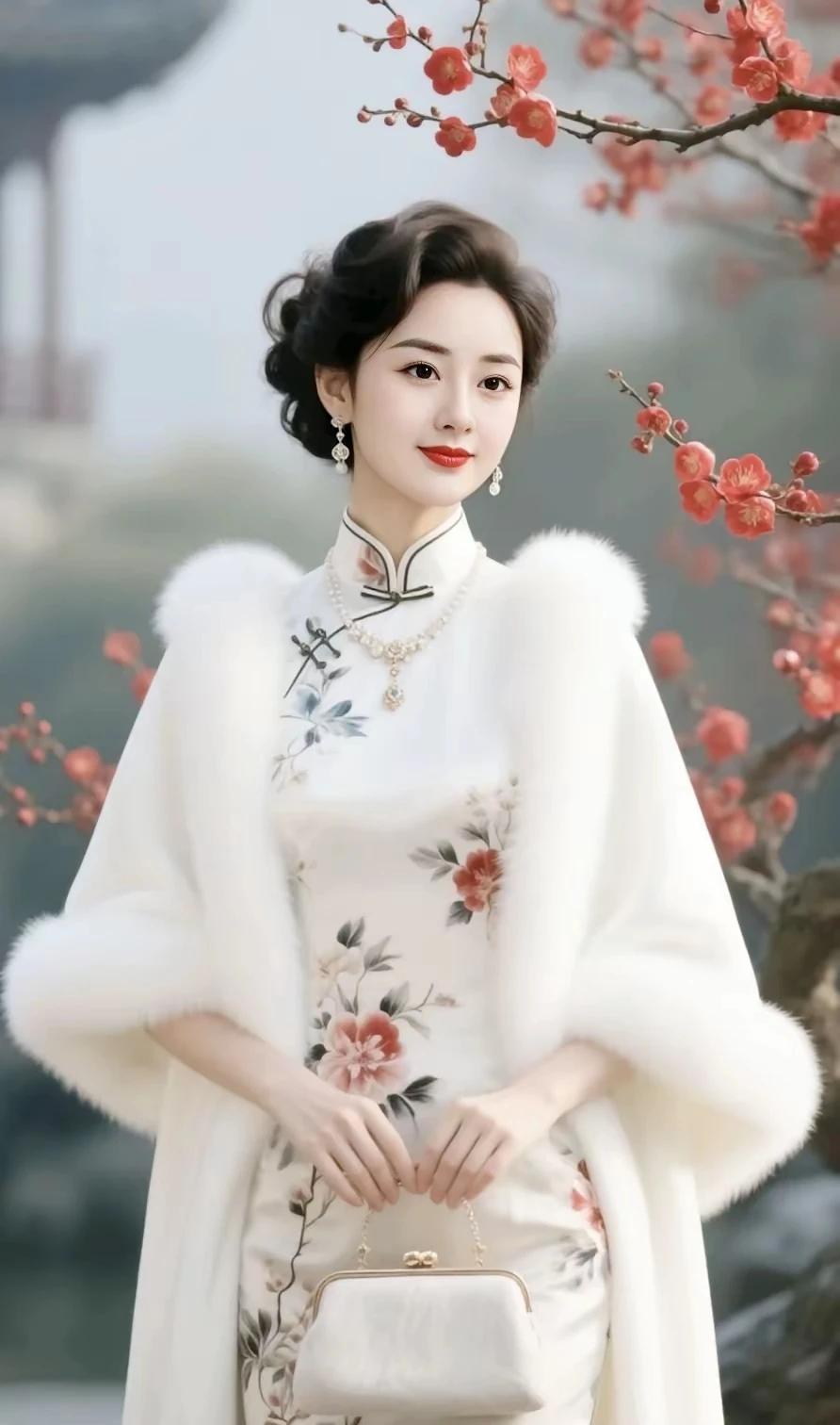 梅花妹子俏模样，
雪花小哥来捧场。
铺开天地当婚床，
相依相守春风漾。