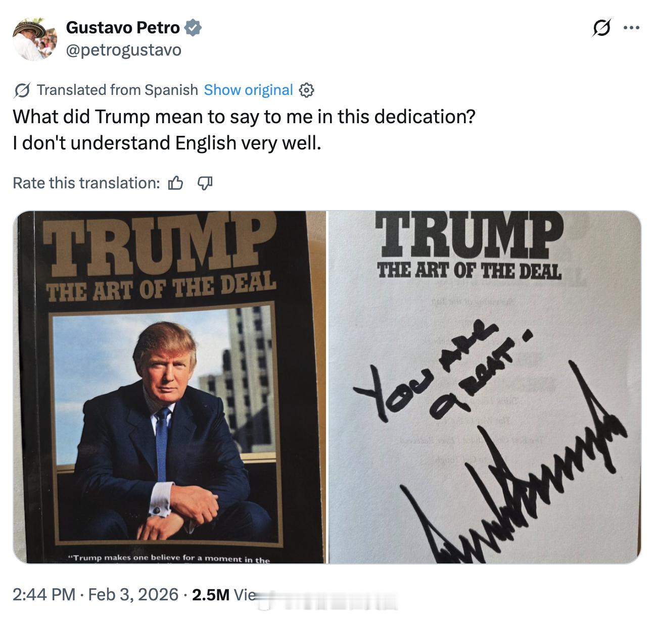 一个月之前马杜罗被抓之后还在向美国喊话“来抓我啊”的哥伦比亚总统Petro现在看