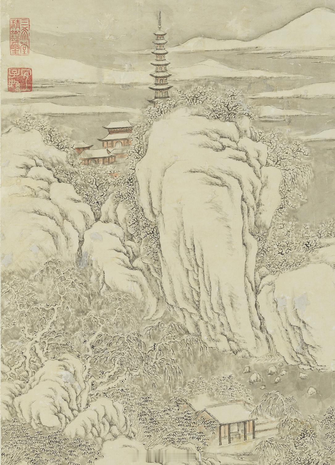 清 董邦达画谿山深雪图　轴董邦达（一六九九－一七六九），字孚存，号东山，浙江富阳