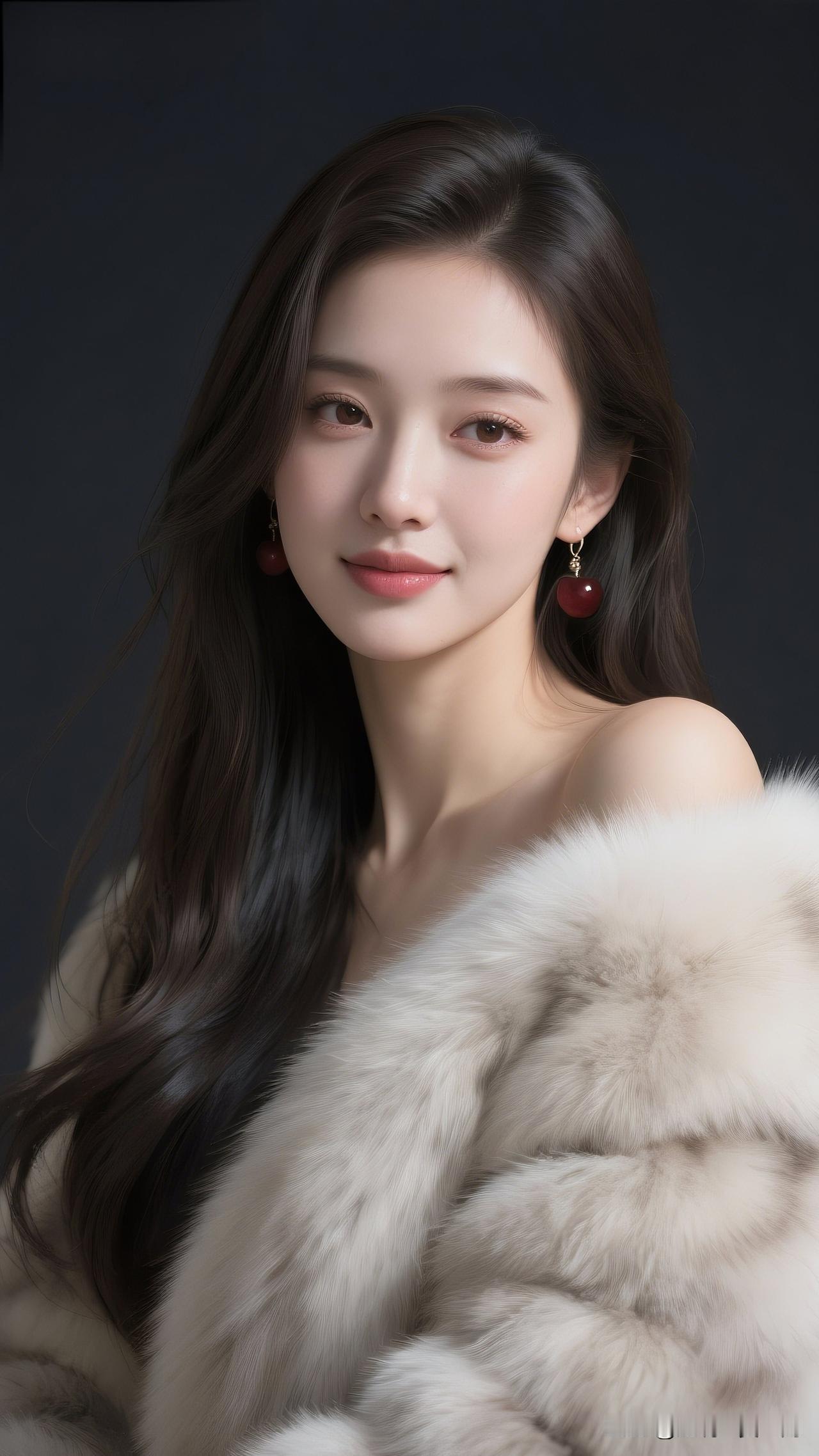 温柔甜美的冬日穿搭，毛茸茸的皮草外套搭配红宝石耳环，尽显优雅气质。💕✨什么样的
