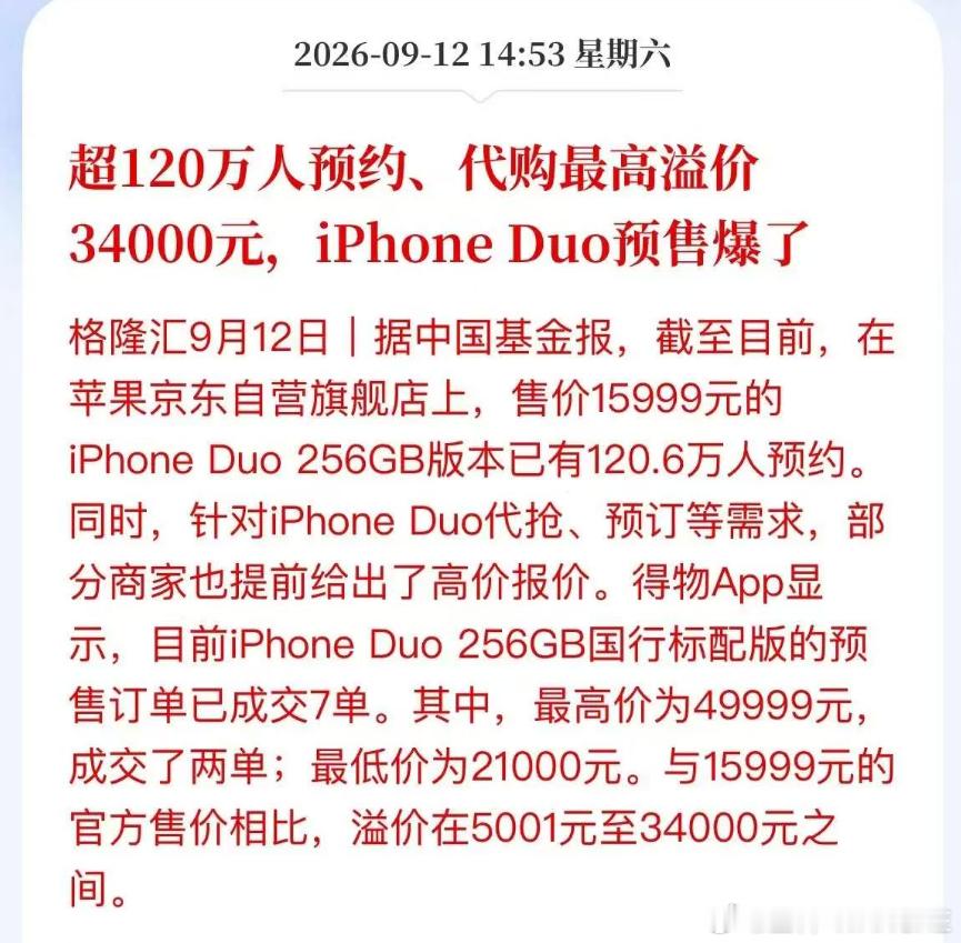 120万人抢iPhone Duo，代购溢价34000！果链要爆？iPhone D