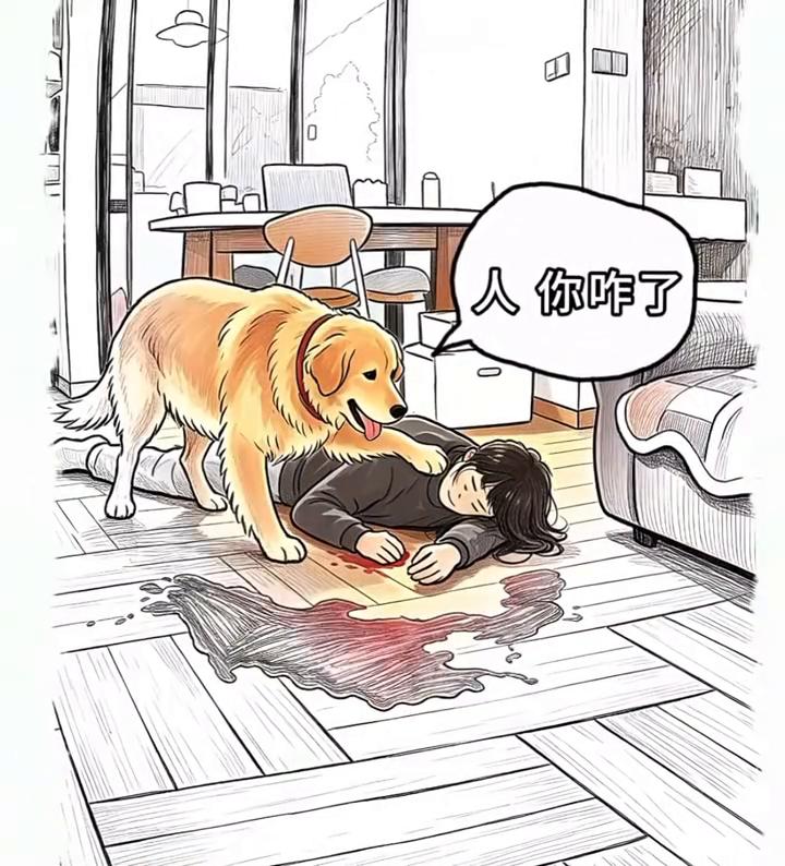 它不懂什么是低血糖，只知道主人不能有事。
主人突然低血糖晕倒，狗狗急得不停扒拉主
