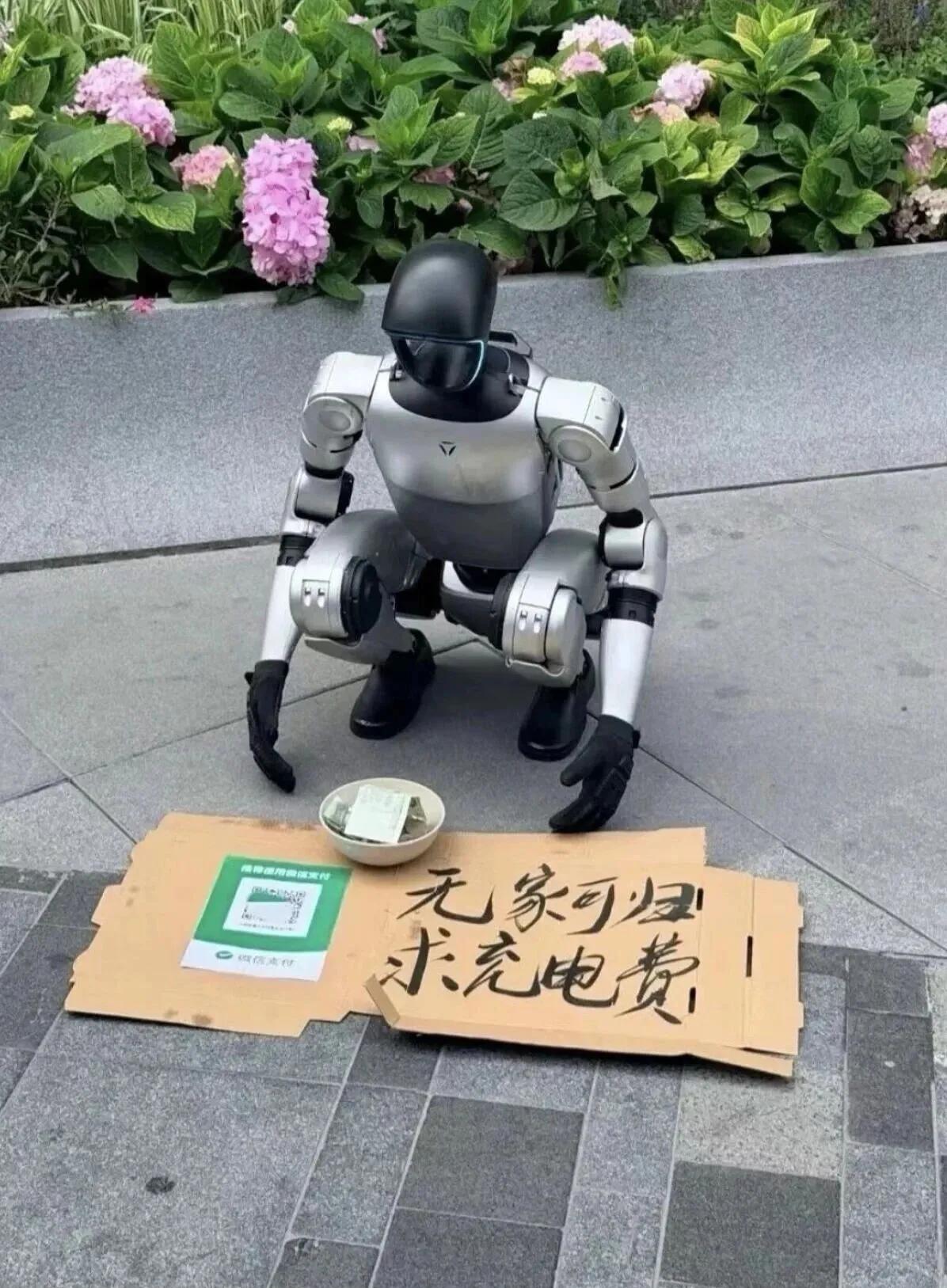 果然是一代人有一代人的乞讨方式[灵光一闪]
机器人乞讨  跪求电费
果真够人工智