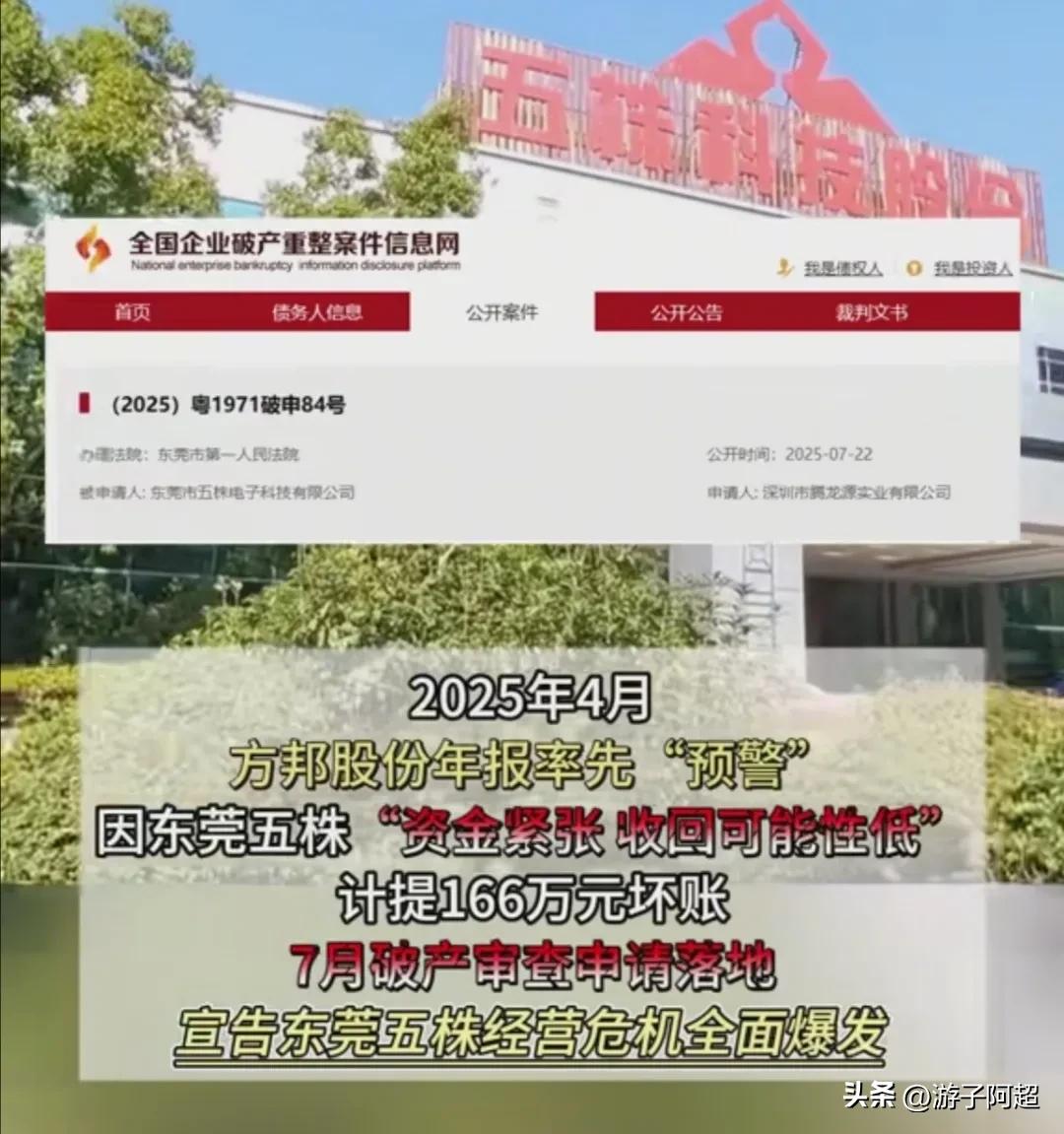 近日，东莞市石碣镇一家在国内手机线路板生产领域占据龙头地位的企业宣告破产。
作为