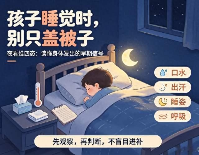 夜观孩子四种状态：口水辨脾虚、盗汗辨肺虚，一眼读懂孩子体质