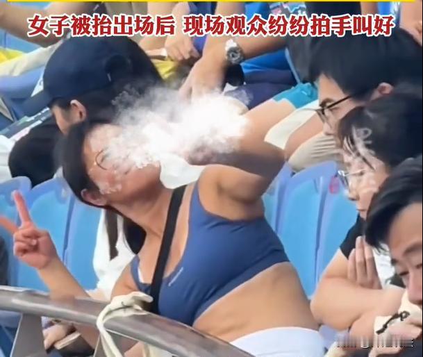 上海，一场网球大赛正在进行中，一位女子，喝醉酒，走入赛场观赛。比赛期间，女子不停