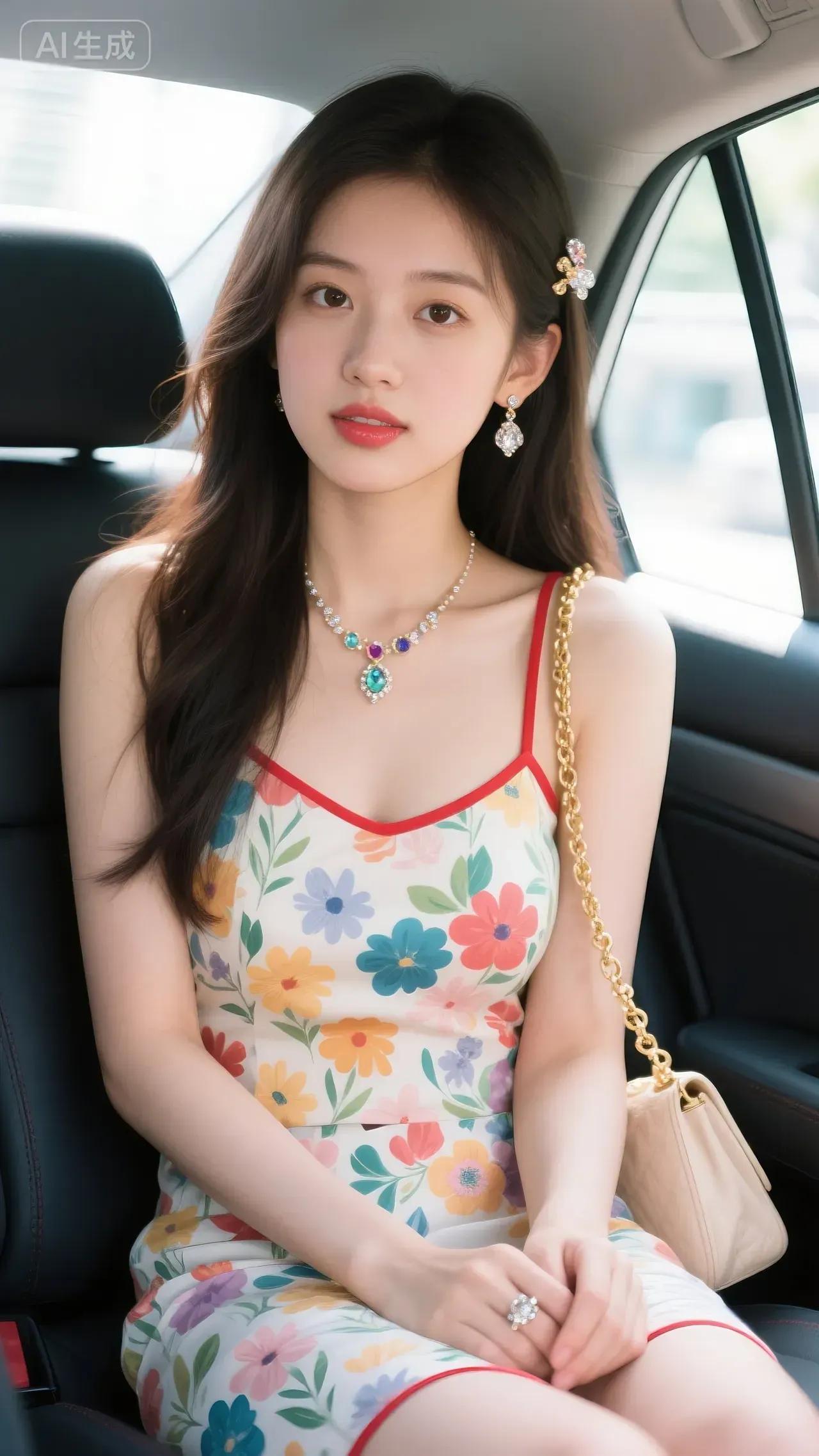 车内自拍，清新夏日穿搭，甜美少女心上联∶古有快马送信，请对下联 分享美女穿搭服饰