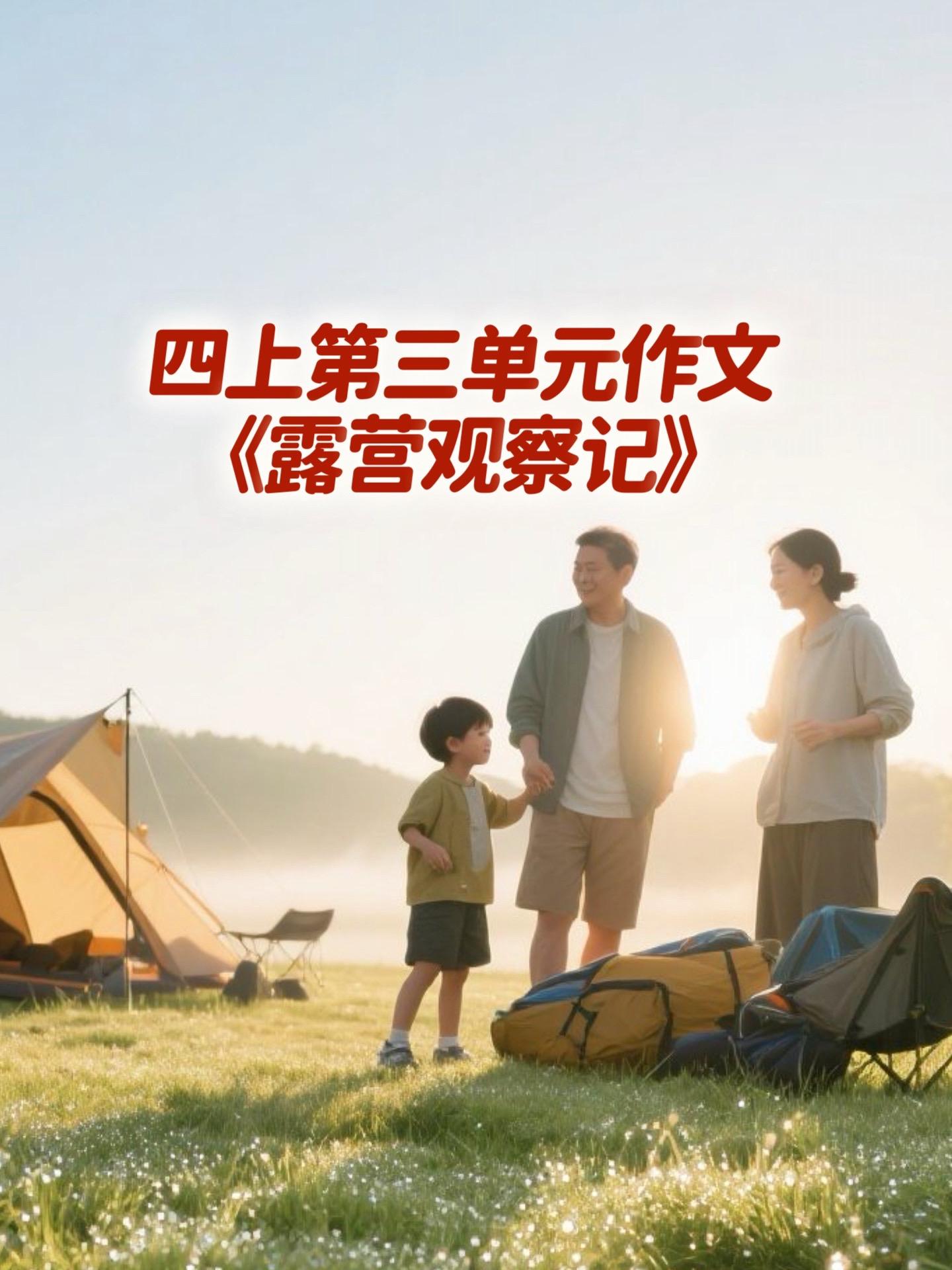 《露营观察记》优秀范文。家长必读，小学四年级上册第三单元习作《写观察日...