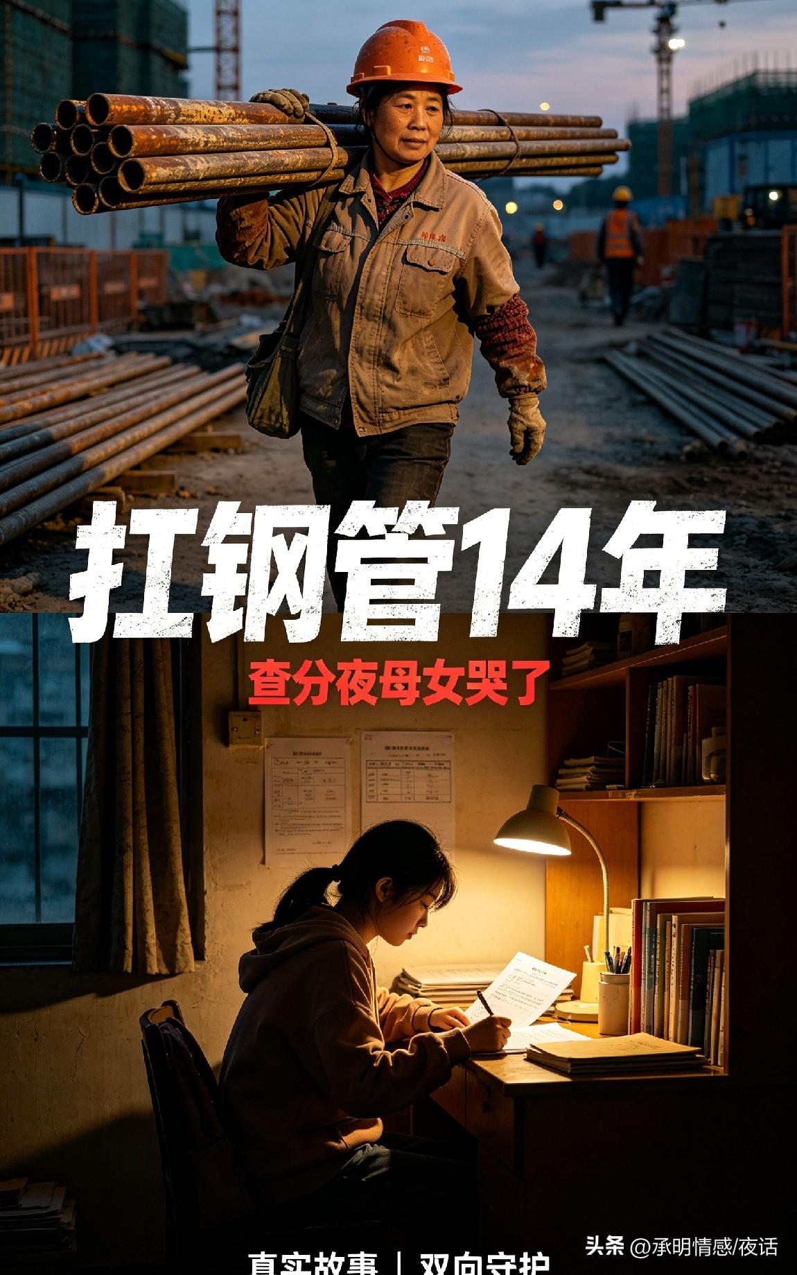 扛钢管十四年的单亲母亲，用肩膀铺出女儿的求学之路

谁能料到，那位常年在工地搬