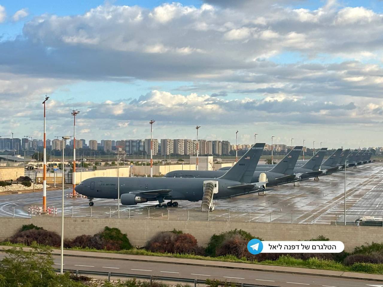 🔻美国空军的9架KC-46加油机，5架KC-135加油机在以色列首都特拉维夫的