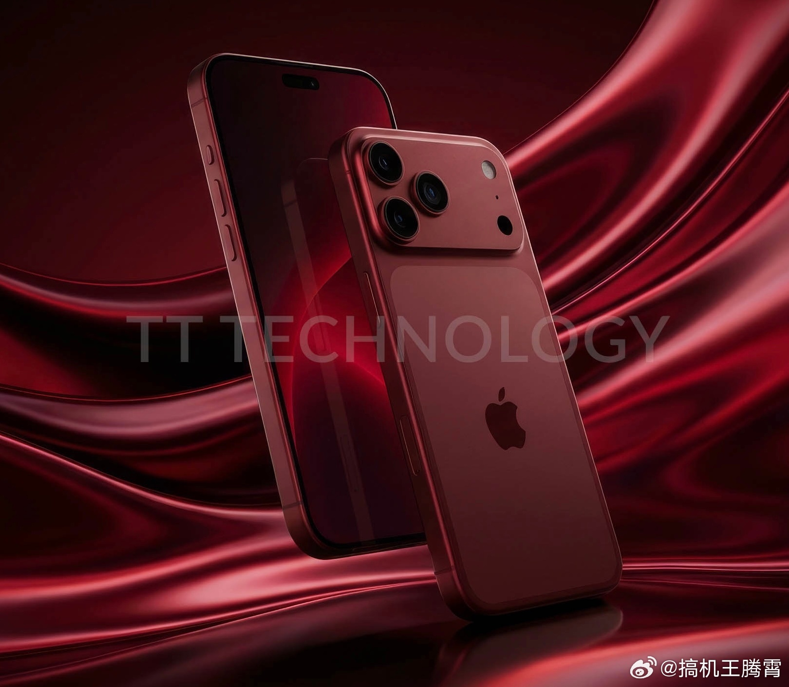 据说果子内部正在测试，今年会有iPhone18Pro深红配色，效果就像图中这样，