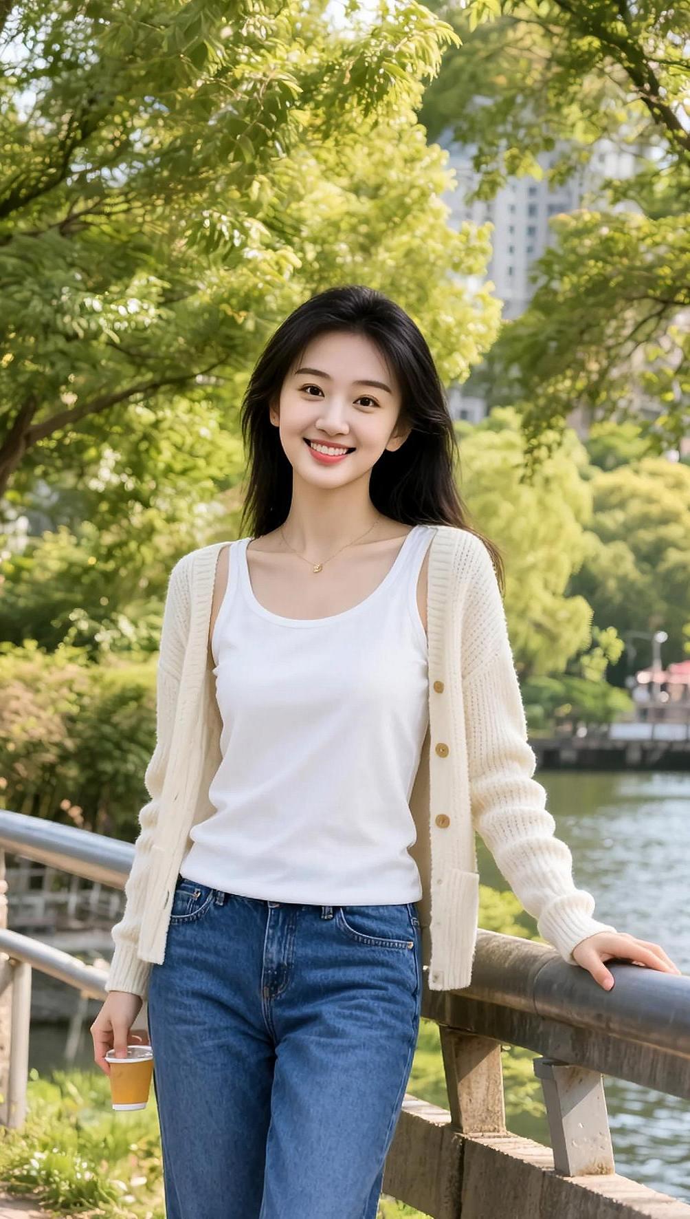 河畔惬意写真   抖音ai创作