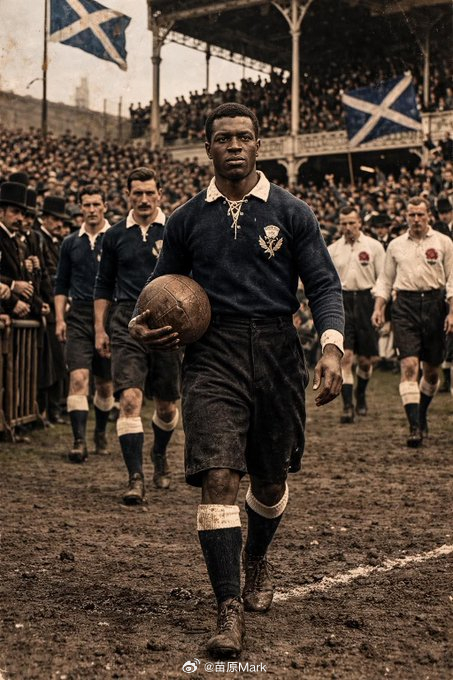 AI生成1881年的苏格兰队长，也就是号称历史上首位黑人职业球员的安德鲁·沃森照