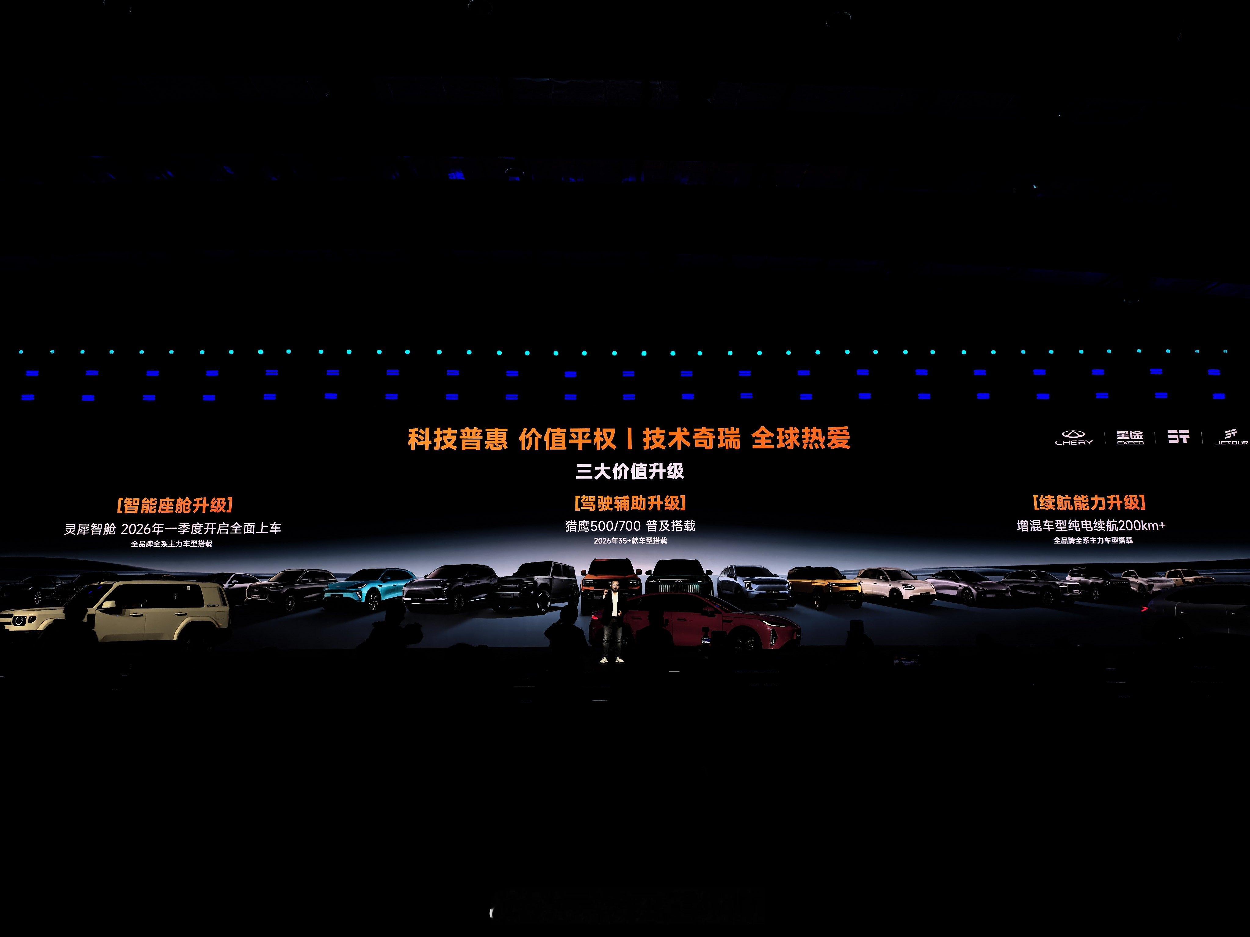 在2026奇瑞汽车AI之夜发布会上，表示：2026年陆续发布17款新车，将进行智