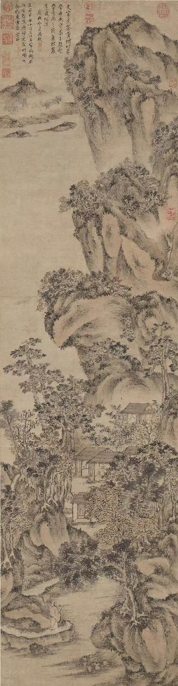 元 王蒙 东书草堂图轴
明 梅清 鸣弦泉图 
明 陈祼 烟际珠帘轴
元 王蒙 剑