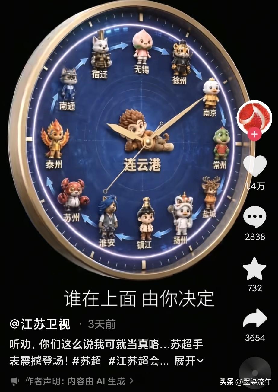 网友随口一句“整个苏超手表呗”，江苏卫视居然真把样子做出来了，江苏卫视那条“苏超