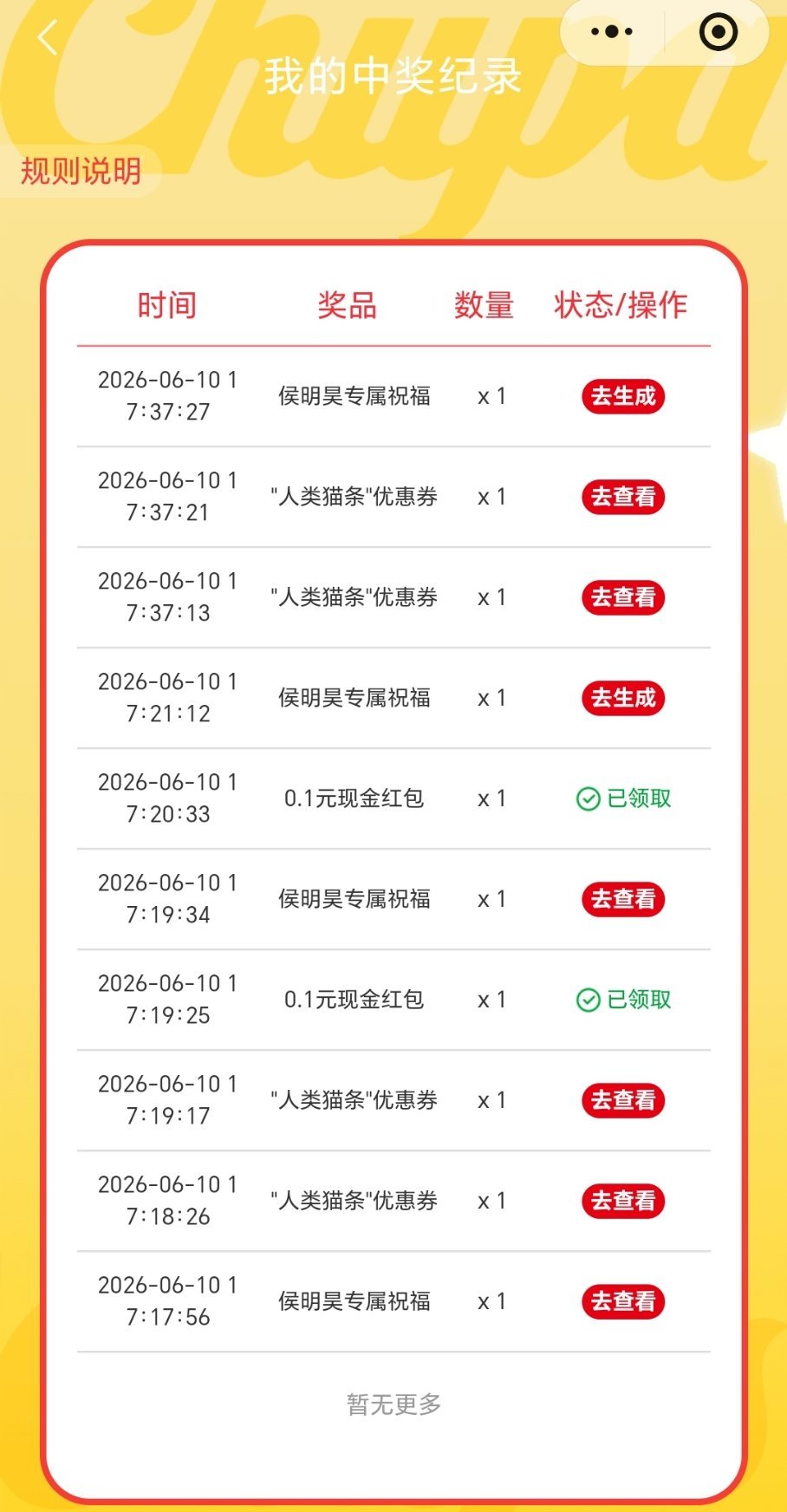 抽到最多的是优惠券