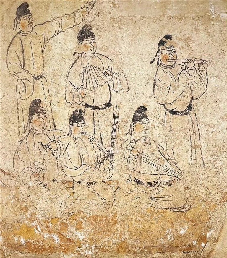唐·苏思勖墓壁画《乐舞图》 | 陕西历史博物馆 ​​​