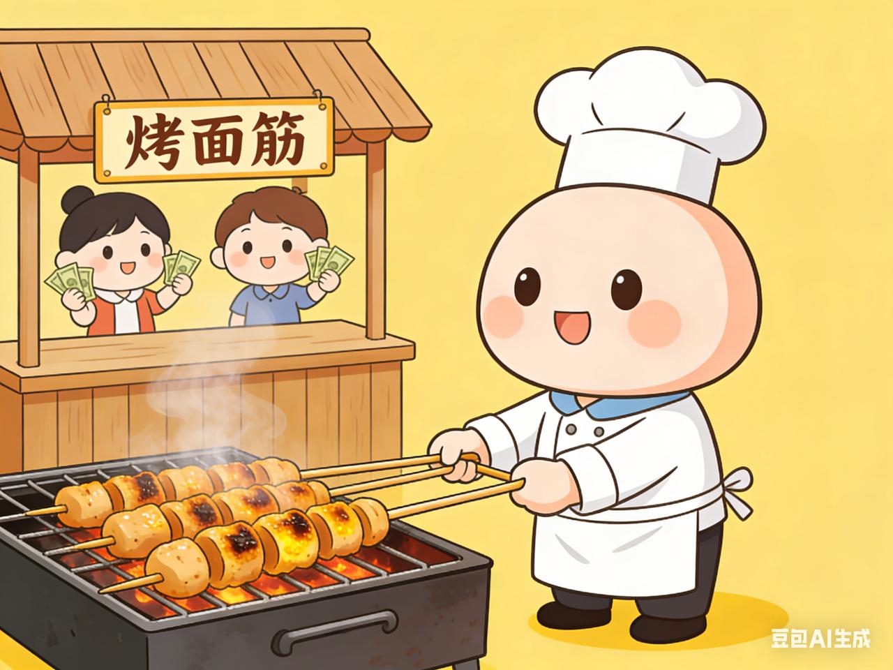 昨天晚上遛弯，突然想吃面筋，想到学校附近有一家，菜市场门口有一家，因为离学校近一