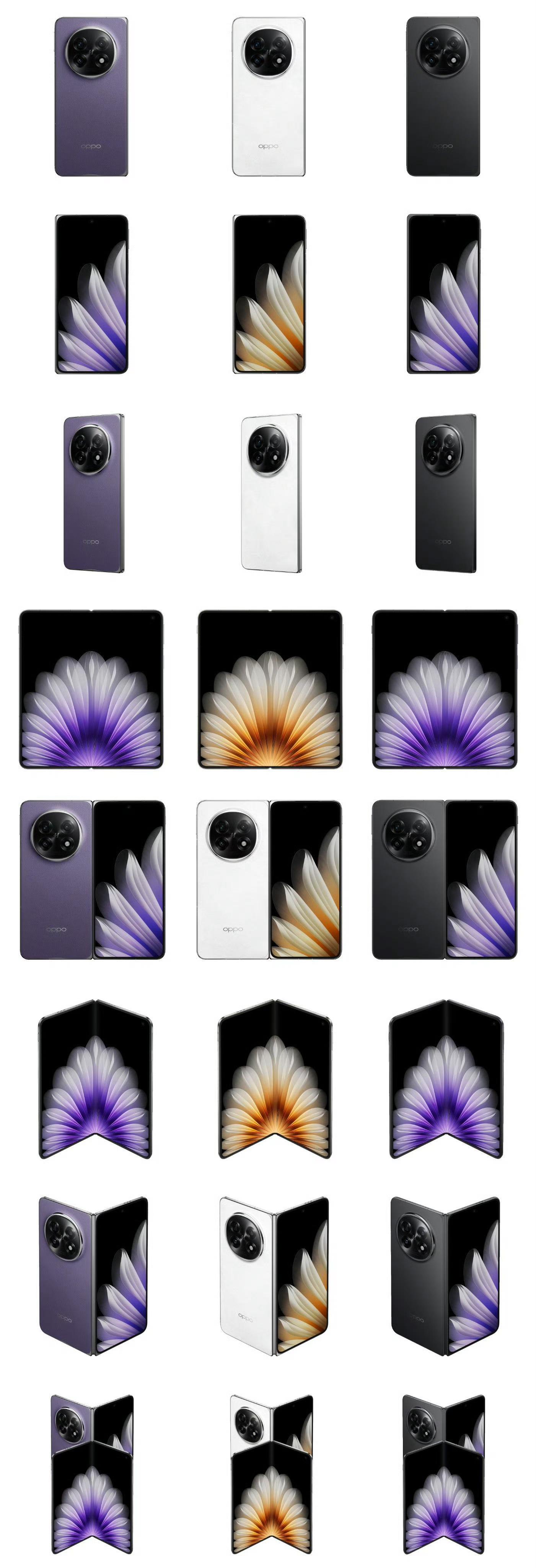 OPPO Find N5官方渲染图曝光，黑白紫三个配色，感觉如何？ 「更多细节待