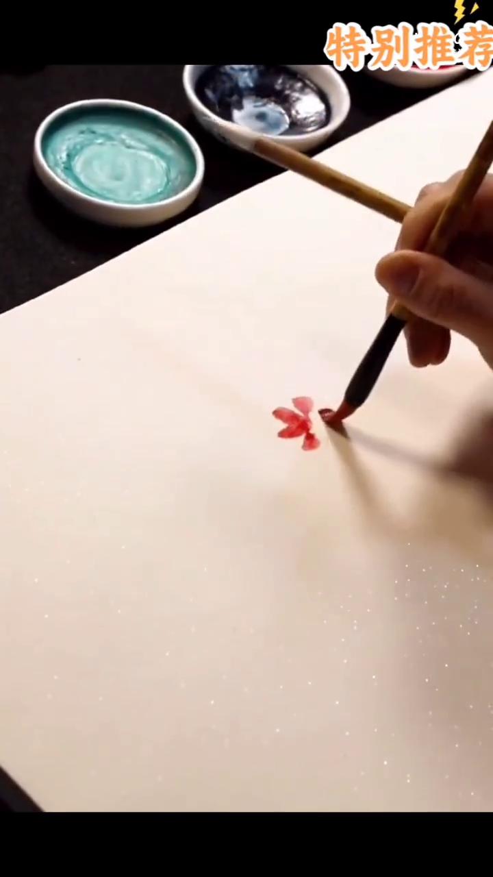 特别推荐：没骨碧桃花绘画示范。