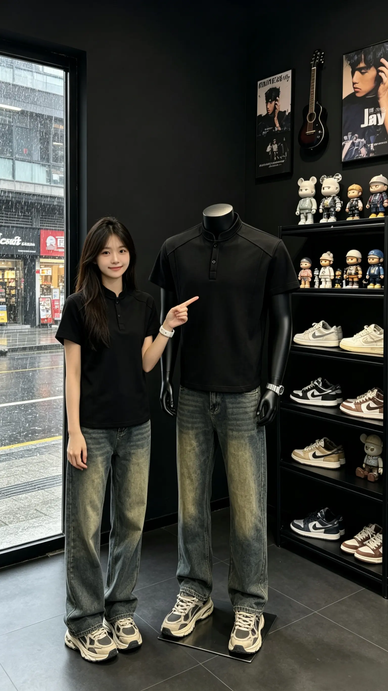 谁穿谁帅的钻扣短袖