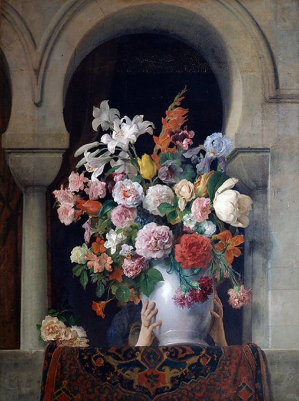 弗朗西斯科·阿耶茨（Francesco Ayets），《后宫窗户里的鲜花和花瓶》...