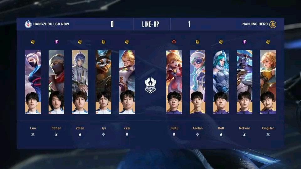 【2023王者世冠KIC】杭州LGD.NBW vs 南京Hero久竞本局BP如下