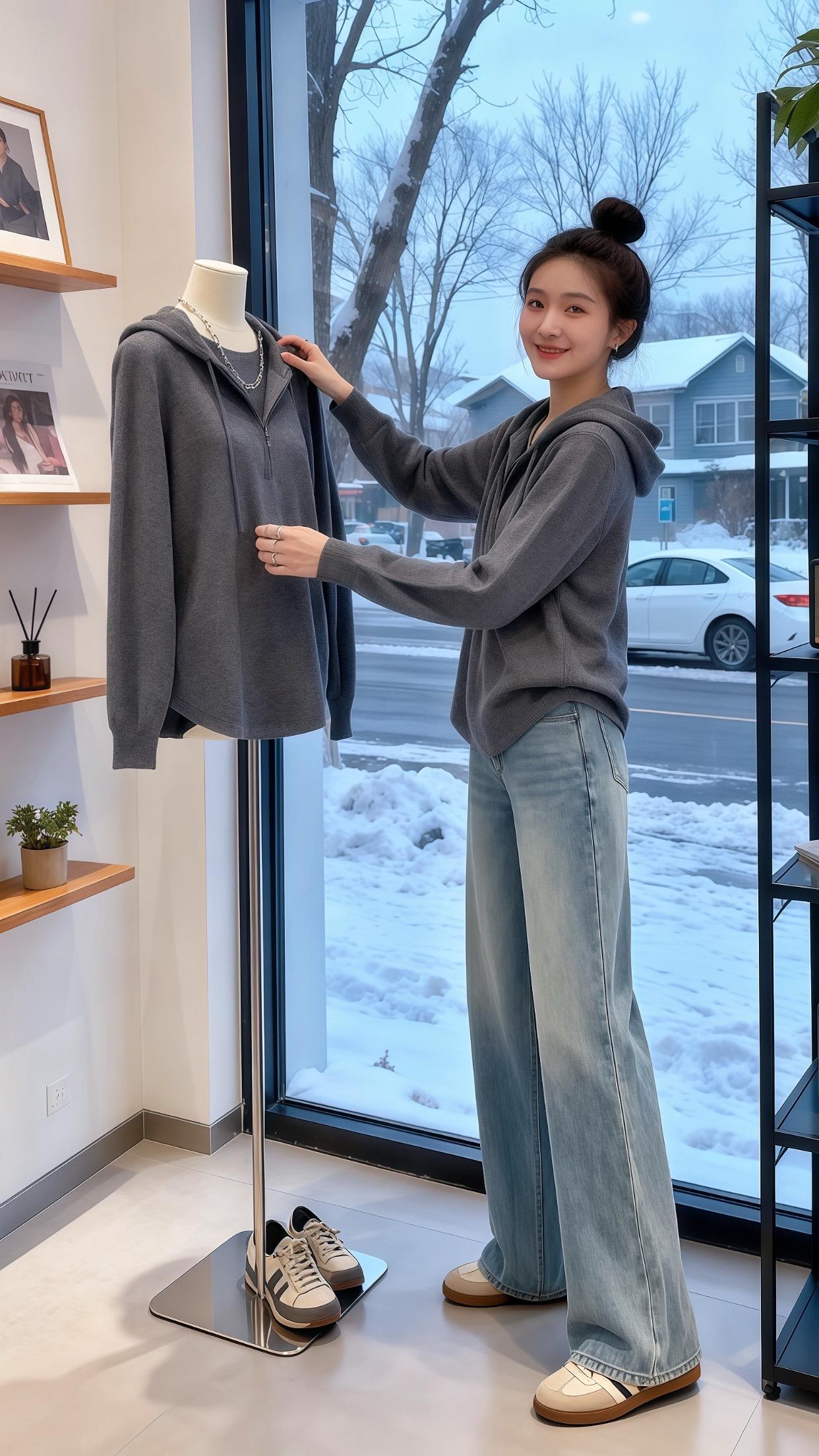 韩系穿搭 大码女装 秋冬穿搭 把秋冬专属氛围穿上身 遮肉显瘦