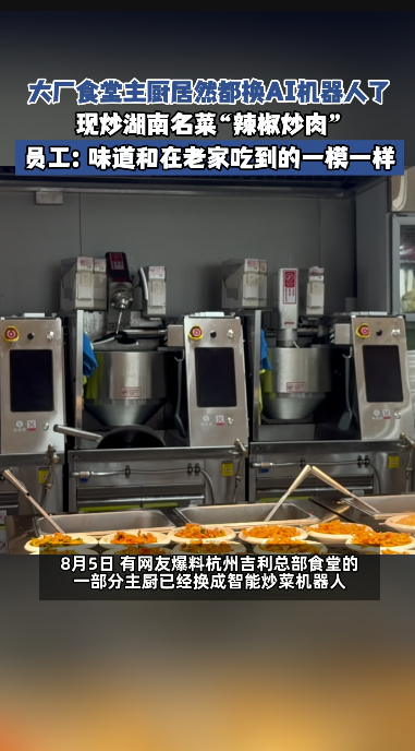 大厂员工回应炒菜机器人厨艺 AI从食堂炒饭到核心研发全面渗透，说明中国AI不是喊