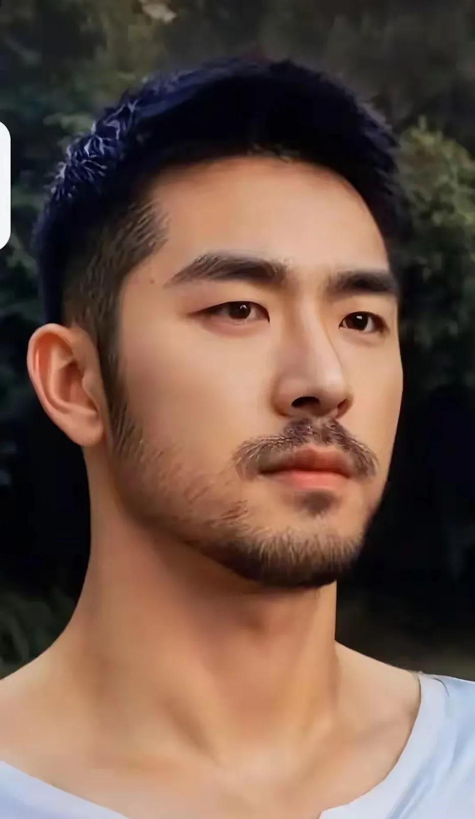 外形俊朗的男人，眉目含情，面如冠玉，眼睛深邃如带电一般，直击心灵，微微突显的络腮