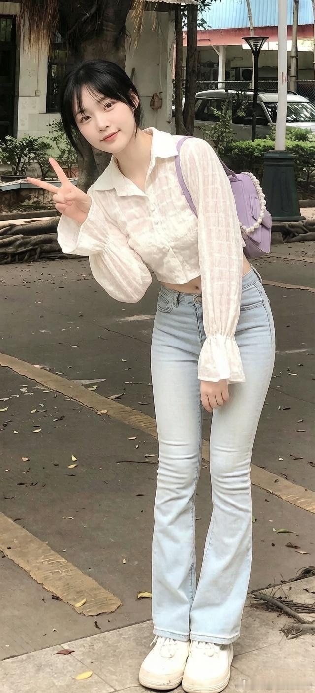时尚穿搭今天穿什么ootd 紧身牛仔裤搭配短裤齐腰轻薄透视白衬衫真的好仙女 