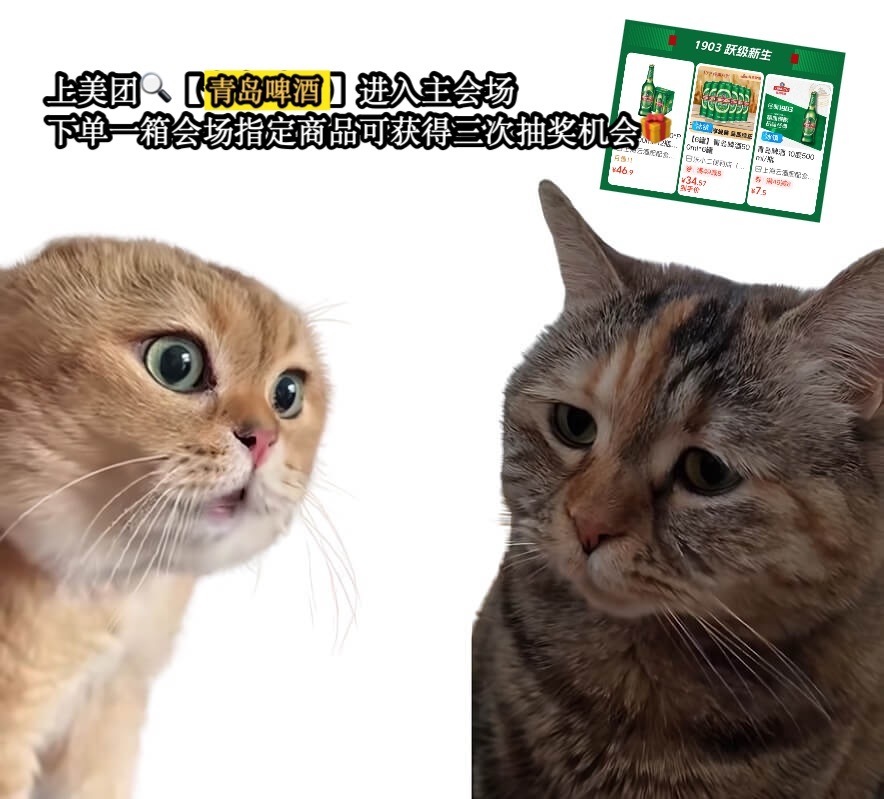 昨晚边看肖战和青岛啤酒的「老友开“新”局」，边用美团闪购下单的青啤，球赛还没开场