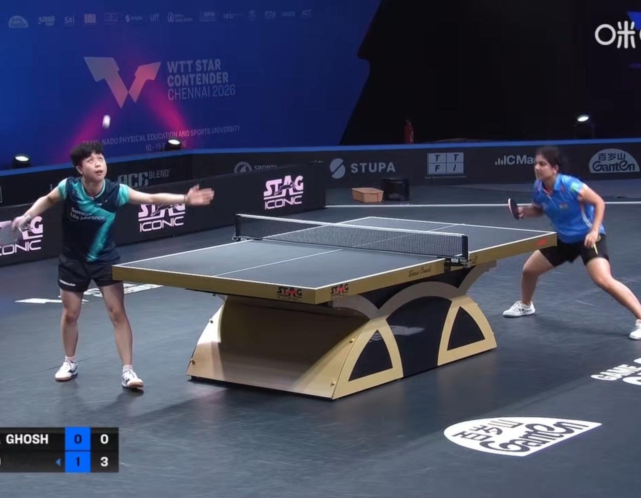 朱芊曦3-1戈什
2月13日，WTT球星挑战赛金奈站，朱芊曦拒绝逆转成功晋级女单