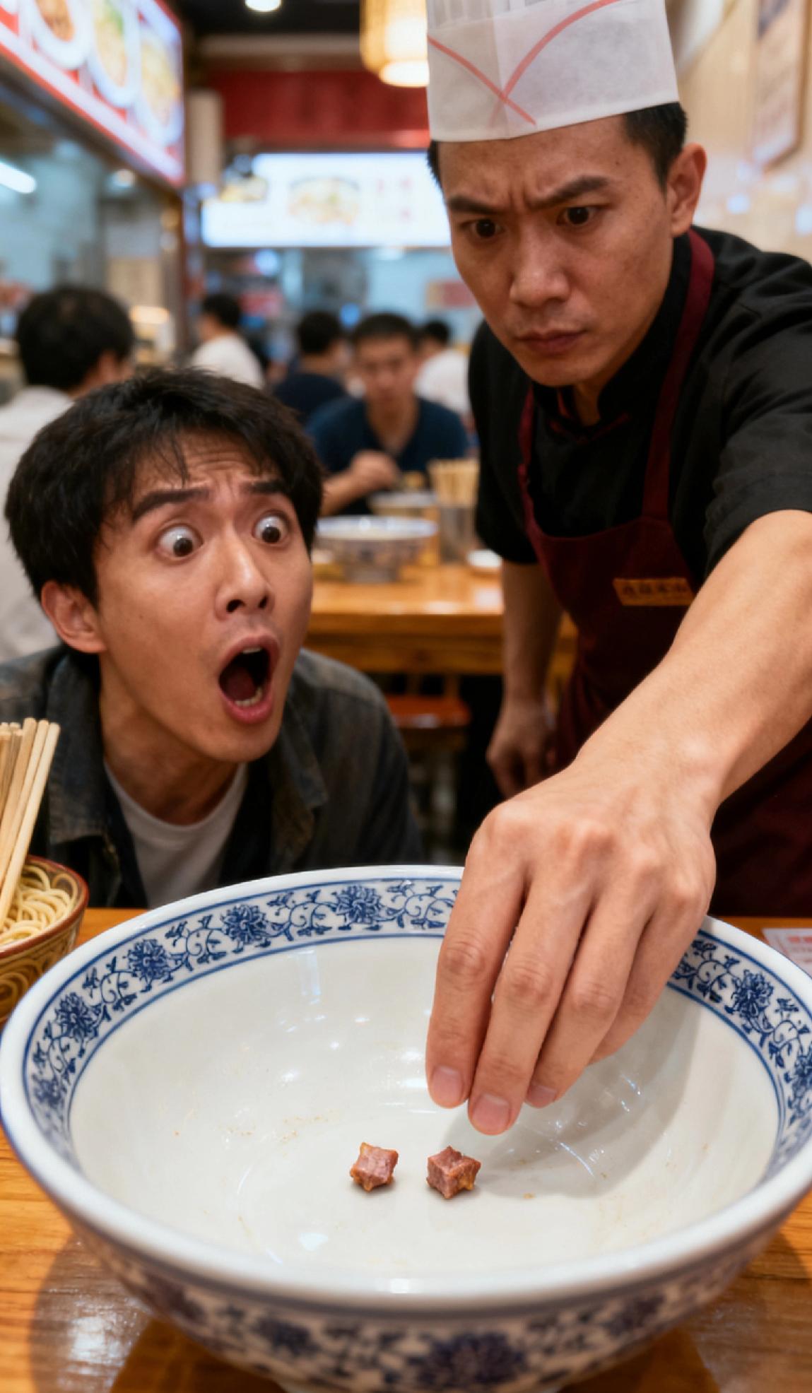 15元牛肉面翻出2粒肉丁，店员：“煮碎了”！网友：这是“肉味添加剂”？
 
新疆