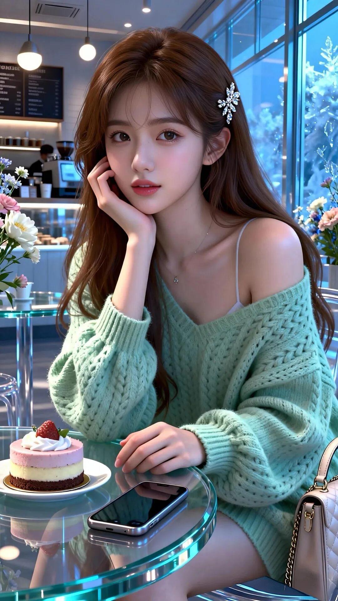 这组照片呈现出清新治愈的春日氛围感，冷调光影与温柔穿搭交织，尽显少女的灵动与甜美