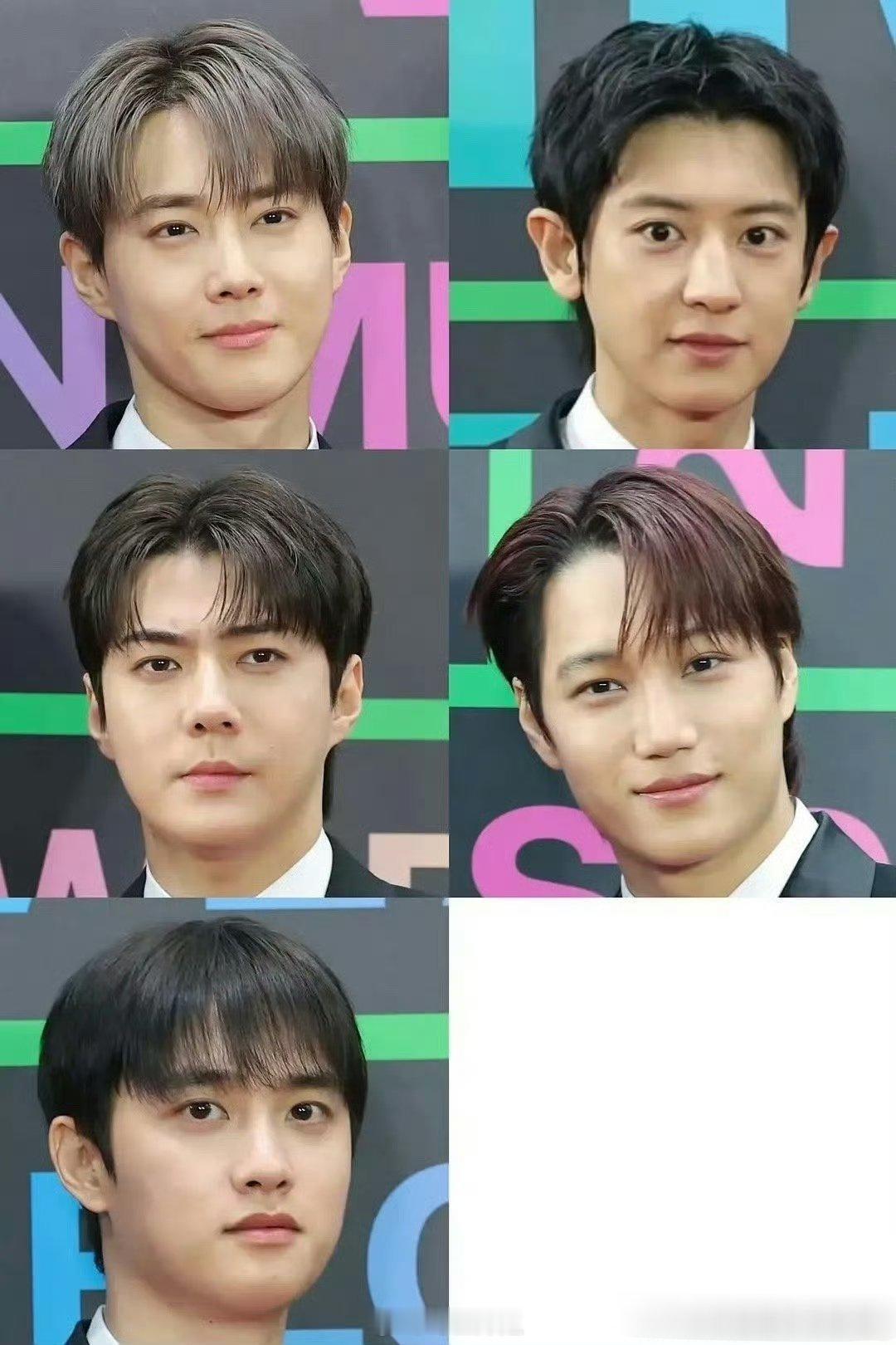 今天去参加mama直播活动的exo五位到场成员的生图来了，时隔多年啊，谁的状态算