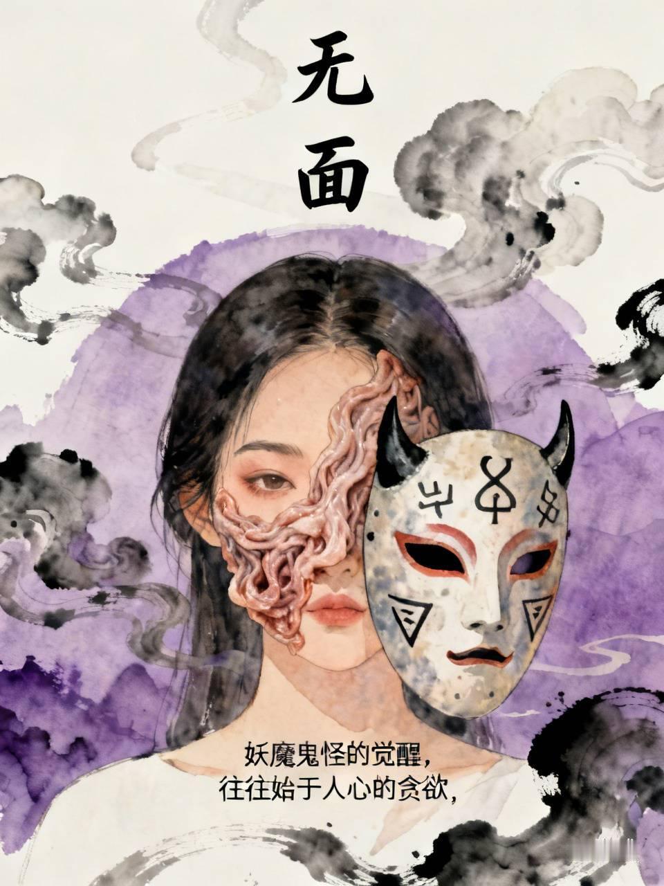 江湖怪谈•荒诞志281《无面》
女子为求夫爱，向巫换一张“倾城面”。夫果悦，日日