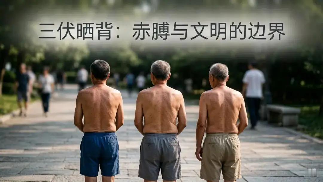 三伏天有些老头还光膀子晒背，但是不在操场上晒，在江边晒背，一热了就在江水里泡一会