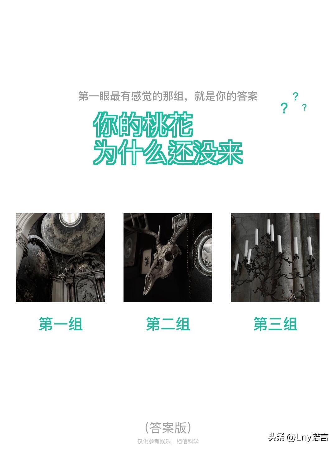 ?	
你的桃花	?	?	
为什么还没来
第一组	第二组	第三组