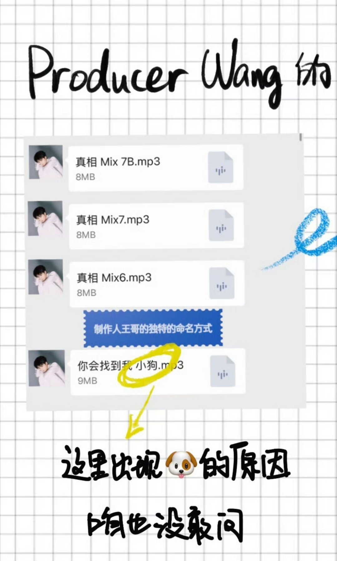 王俊凯首张同名专辑wjk 感觉“小狗”是类demo之类的意思🤣不过为啥不敢问，