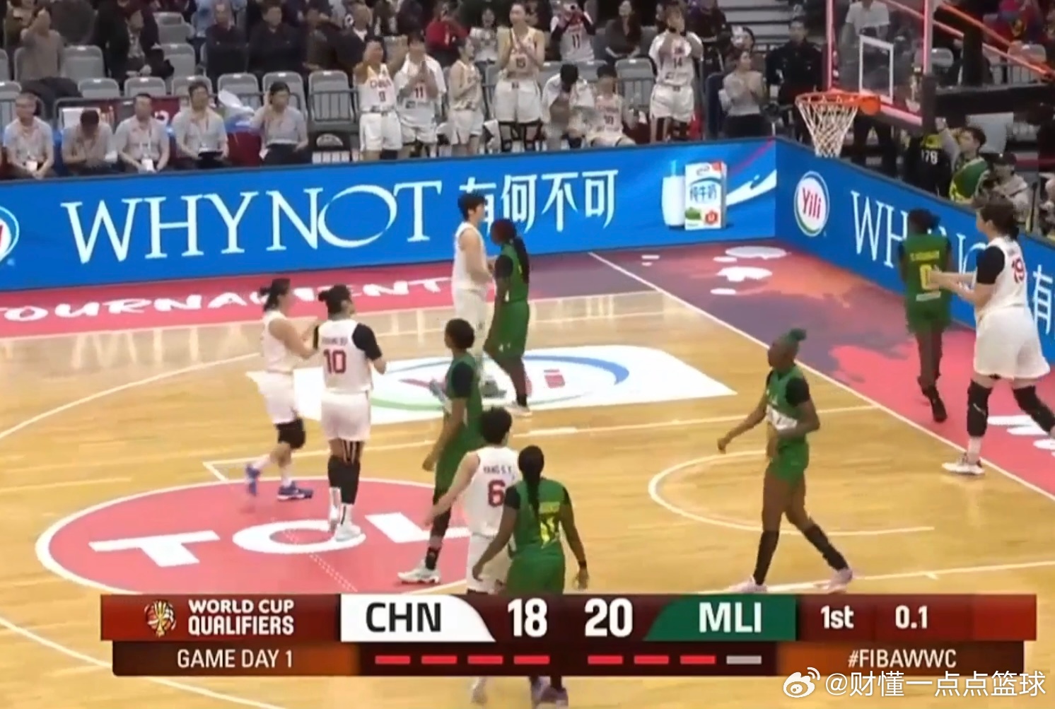 真不能小看马里！中国女篮vs马里，第一节打完20-20打平，完全没拉开分差！马里