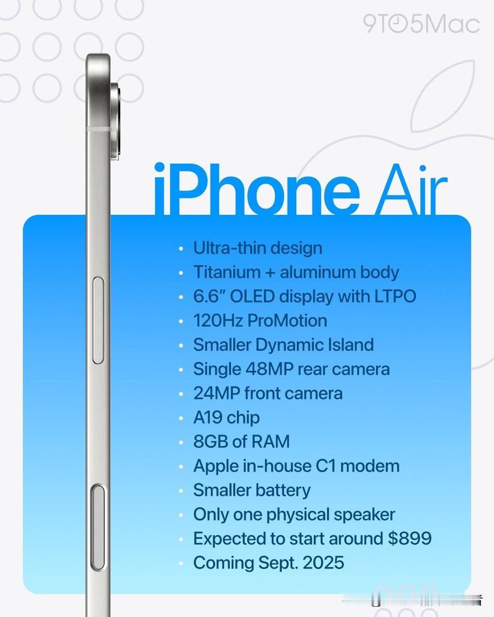 苹果iPhone 17 Air即将问世。超薄旗舰机型是否又要回归大众视野了呢？[