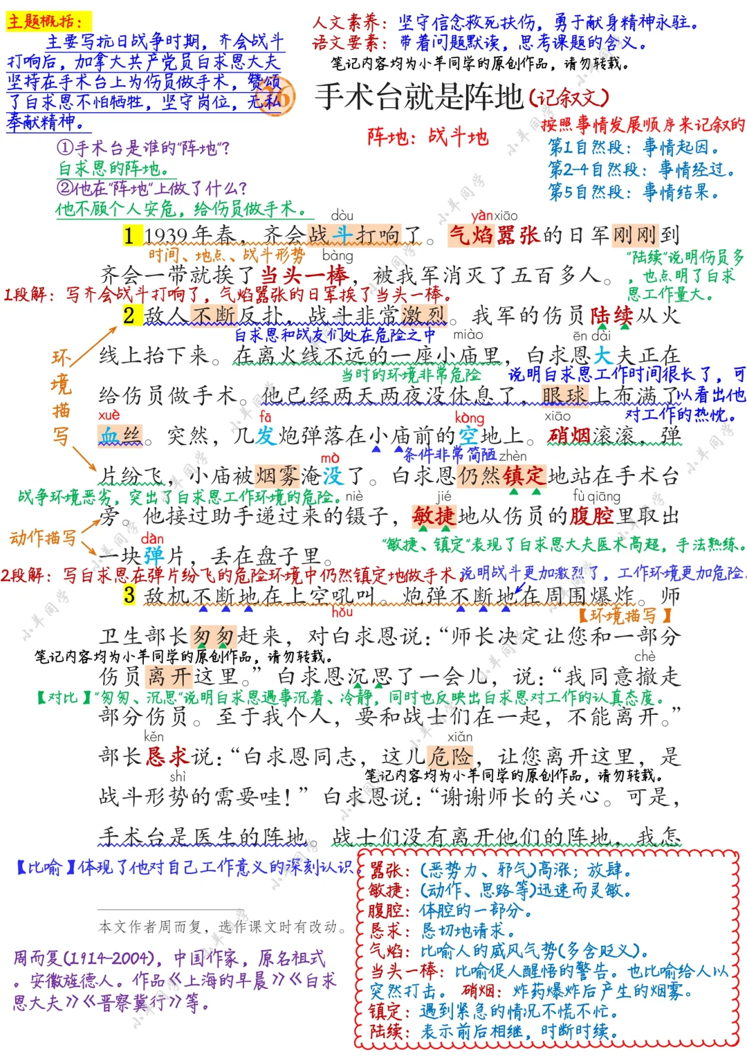 三年级上册🌻第26课《手术台就是阵地》