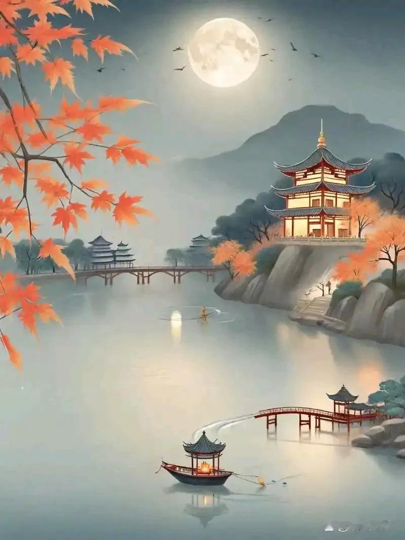一>
上联：江月孤篷一渔火
下联：山柏独寺两钟声
——：船家浊酒相对饮
——：一