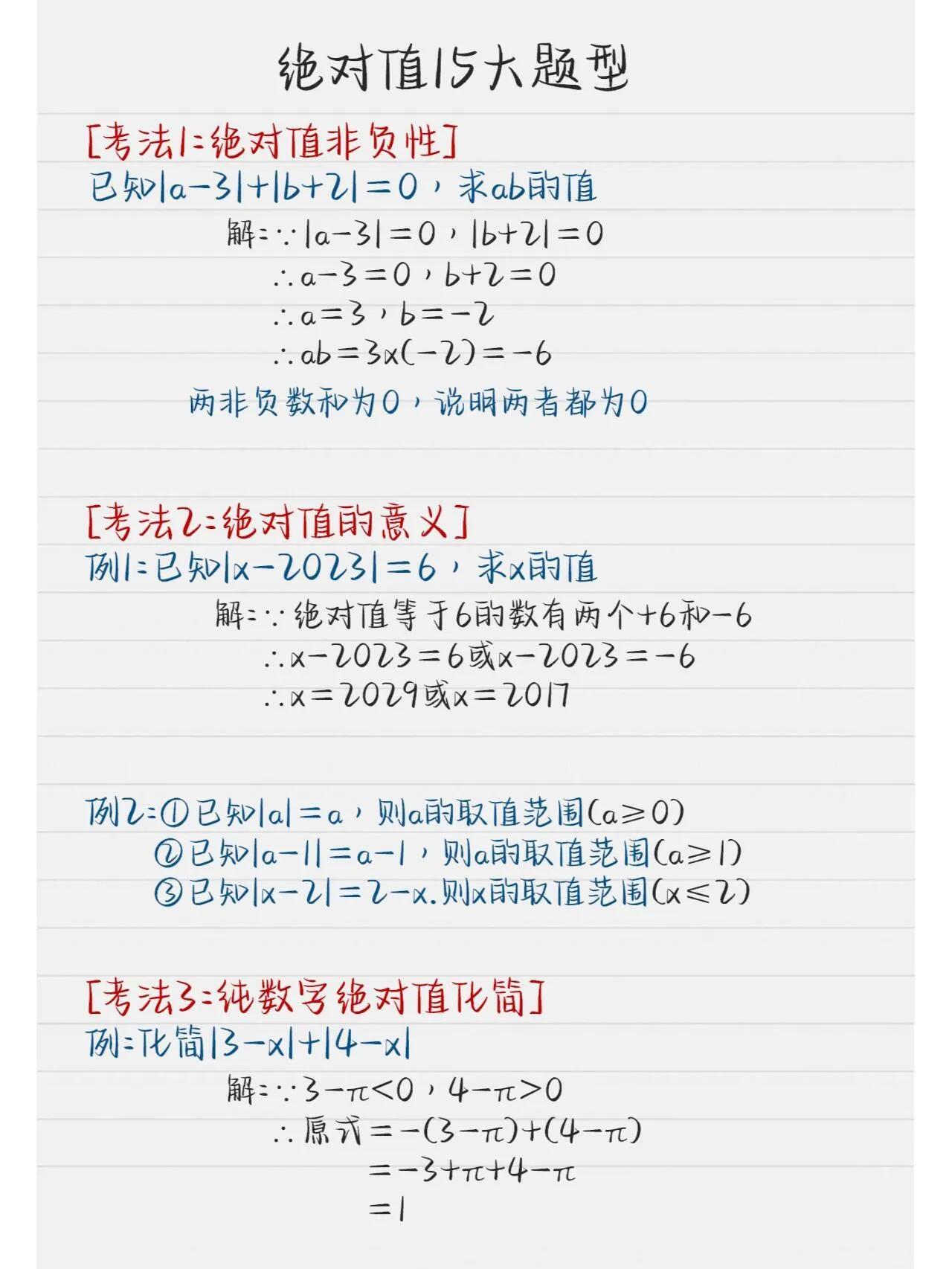 七上数学绝对值常考15大题型，七上数学绝对值是一大以及难点。